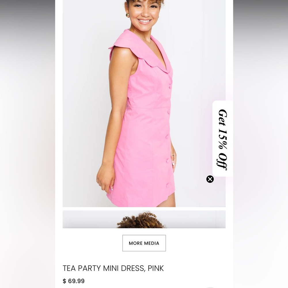 Pink Scalloped Mini Dress | Size M